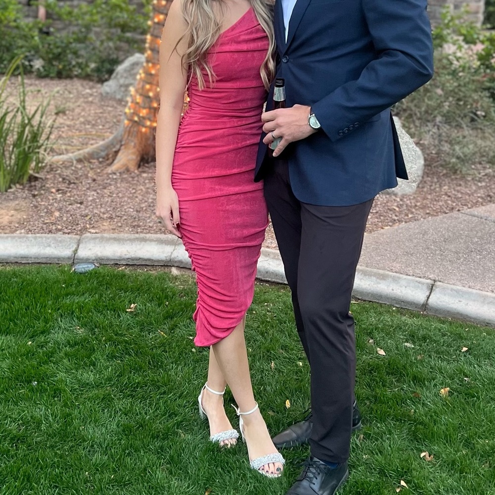 Pink one shoulder dress